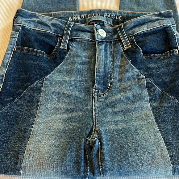 American Eagle Super Stretch Hi-Rise Jegging Crop Two Tone Size 2 Regular - Picture 4 of 15